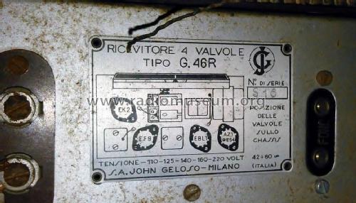 G46-R; Geloso SA; Milano (ID = 1838139) Radio