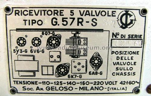 G57R-S; Geloso SA; Milano (ID = 2105889) Radio