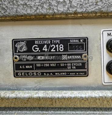 G-4/218; Geloso SA; Milano (ID = 3059265) Amateur-R