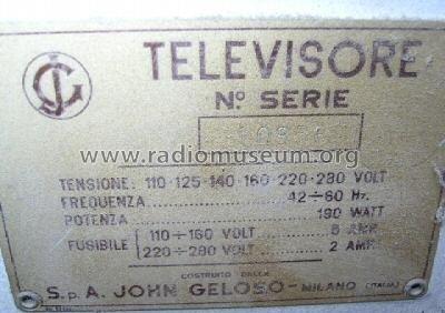 GTV1012; Geloso SA; Milano (ID = 226974) Television