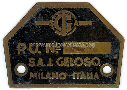 Pick-up 1201; Geloso SA; Milano (ID = 1680905) Microphone/PU