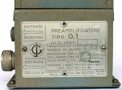 Preamplificatore per fotocellula G1; Geloso SA; Milano (ID = 692191) Ampl/Mixer