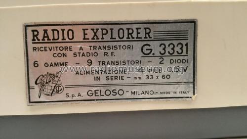 Radio-Explorer G3331; Geloso SA; Milano (ID = 2347269) Radio