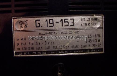 Radioregistratore G19/153; Geloso SA; Milano (ID = 1537593) Radio
