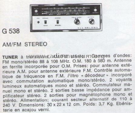 Sintonizzatore Multiplex - Stereo Tuner G538; Geloso SA; Milano (ID = 2071617) Radio