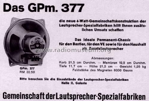 Permanent-Chassis GPm377; Gemeinschaftserzeugn (ID = 1710767) Altavoz-Au