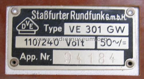 Volksempfänger VE301GW; Stassfurter Licht- (ID = 477027) Radio