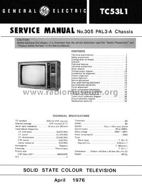 TC53L1 Ch= PAL3-A; General Electric- (ID = 2745220) Television