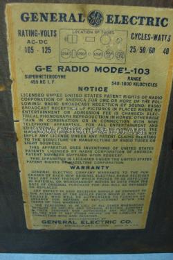 103 ; General Electric Co. (ID = 2254199) Radio