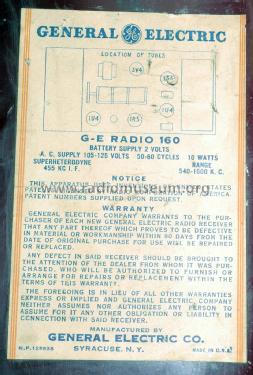 160 ; General Electric Co. (ID = 2029158) Radio