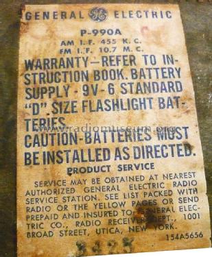 17 Transistor World Monitor P-990A ; General Electric Co. (ID = 1809931) Radio