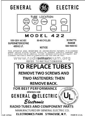 422 ; General Electric Co. (ID = 2863324) Radio