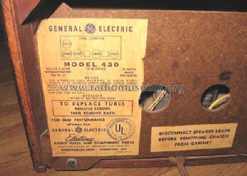 430 ; General Electric Co. (ID = 395923) Radio