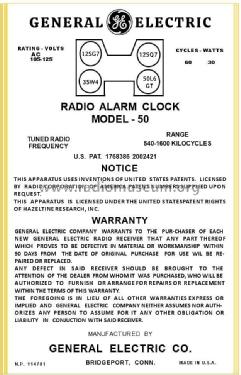 50 ; General Electric Co. (ID = 2784690) Radio