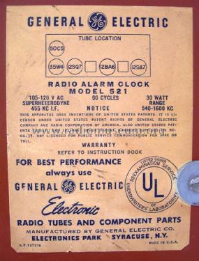 521 ; General Electric Co. (ID = 1423650) Radio