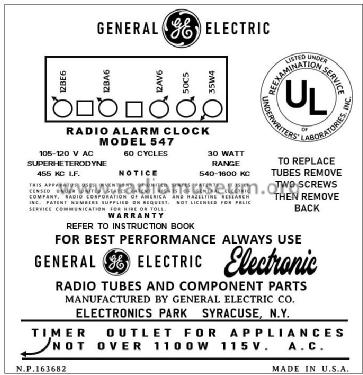 547 ; General Electric Co. (ID = 2879761) Radio
