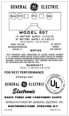 607 ; General Electric Co. (ID = 2785904) Radio