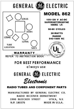 862 ; General Electric Co. (ID = 2878419) Radio
