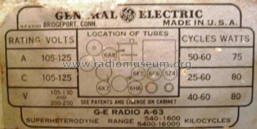 A-63 ; General Electric Co. (ID = 693582) Radio
