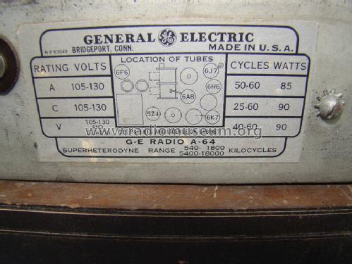 A-64 ; General Electric Co. (ID = 1076746) Radio