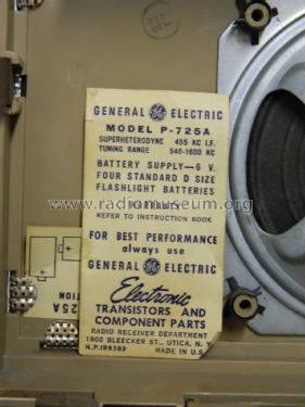 All Transistor P725A; General Electric Co. (ID = 2266456) Radio