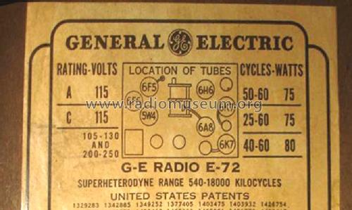 All-Wave E-72 ; General Electric Co. (ID = 286018) Radio