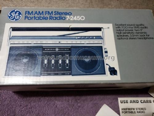 AM/FM/FM Stereo Portable Radio 7-2450; General Electric Co. (ID = 2329755) Radio