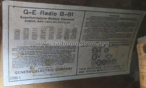 B-81 ; General Electric Co. (ID = 2831091) Radio