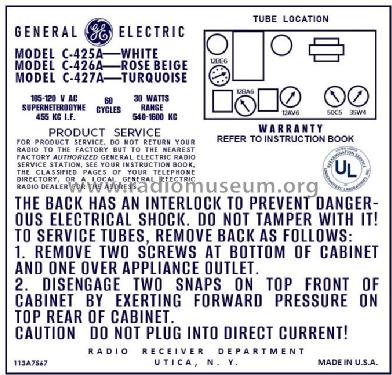 C426A ; General Electric Co. (ID = 2944950) Radio