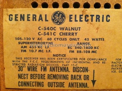 C-540C ; General Electric Co. (ID = 1597494) Radio