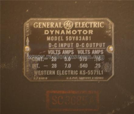 Dynamotor 5DY83AB1 Western Electric Dynamotor DM-33-A; General Electric Co. (ID = 1242426) Military