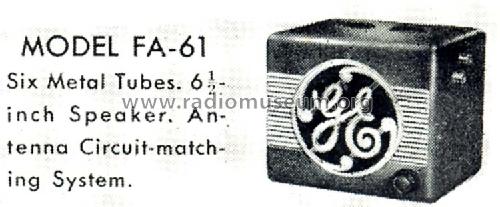 FA-61 ; General Electric Co. (ID = 1001695) Autoradio