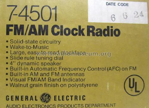 FM/AM Clock Radio 7-4501; General Electric Co. (ID = 1209606) Radio