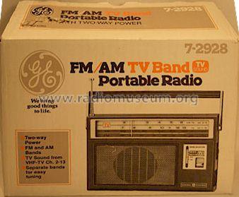 FM/AM TV-Band Portable Radio 7-2928; General Electric Co. (ID = 991684) Radio