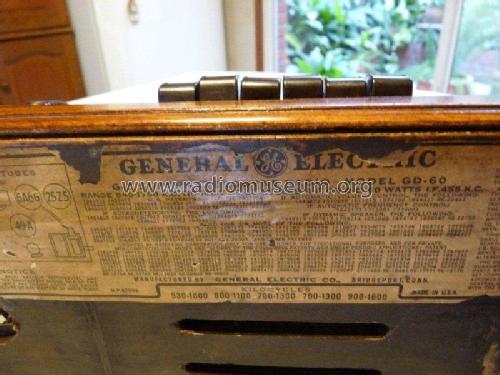 GD-60 ; General Electric Co. (ID = 1295068) Radio