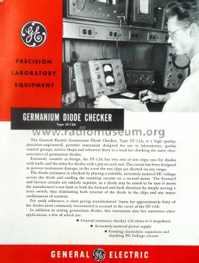 Germanium Diode Checker ST-12A ; General Electric Co. (ID = 2997356) Ausrüstung