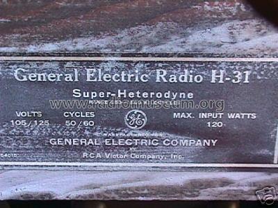 H31 The Lowboy ; General Electric Co. (ID = 379520) Radio