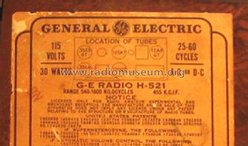 H-521 ; General Electric Co. (ID = 273975) Radio