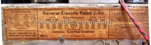 J80 ; General Electric Co. (ID = 1315676) Radio