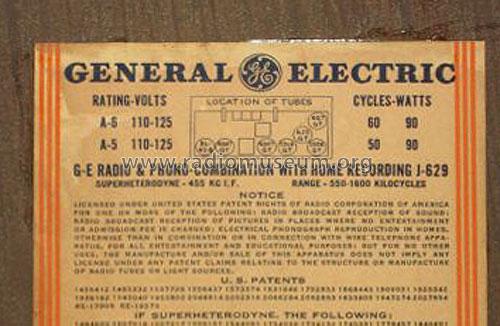 J-629 ; General Electric Co. (ID = 338059) Radio