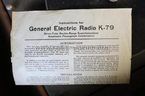 K-79 ; General Electric Co. (ID = 1345080) Radio