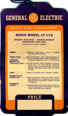 LF-116 ; General Electric Co. (ID = 1306212) Radio