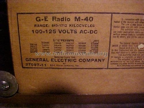 M-40 ; General Electric Co. (ID = 1614620) Radio