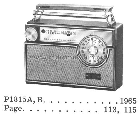 AM FM Eleven Transistor P1815A; General Electric Co. (ID = 2017235) Radio