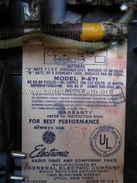 P671A ; General Electric Co. (ID = 756336) Radio