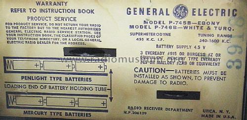 P-746B ; General Electric Co. (ID = 1442097) Radio