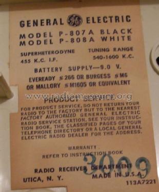 P808A ; General Electric Co. (ID = 630007) Radio