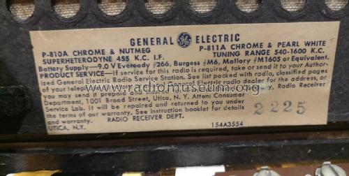 P810A ; General Electric Co. (ID = 2278156) Radio