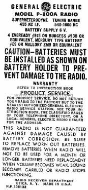 P-800A ; General Electric Co. (ID = 1101466) Radio