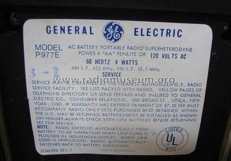 P-977 E ; General Electric Co. (ID = 812661) Radio